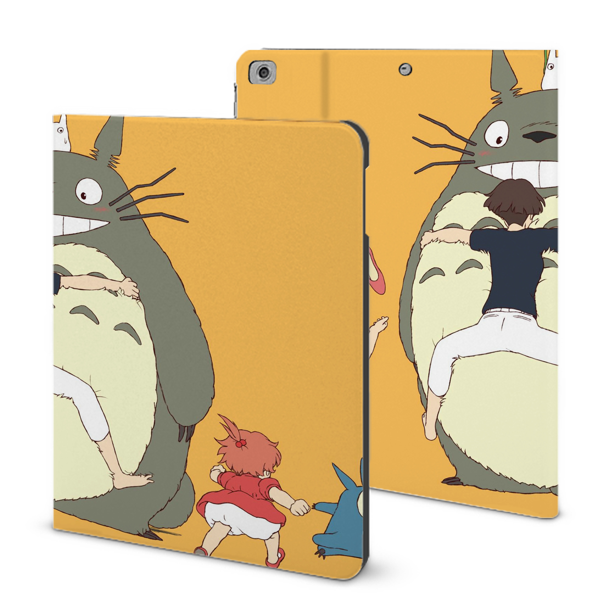 （画像用） となりのトトロ 草壁メイ 草壁サツキ My Neighbor Totoro Satsuki Kusakabe Mei Kusakabe IPad ケース ブック型 PUレザー TPU 耐衝撃 軽量 薄型 ペン収納なし 全面保護 IPad 各モデル対応